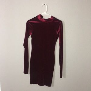 Burgundy red velvet dress